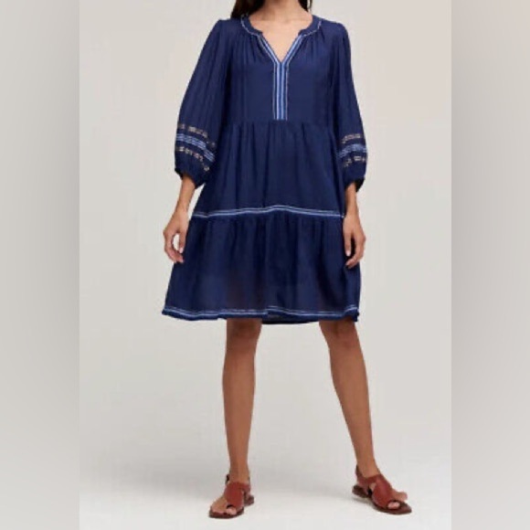 Velvet by Graham & Spencer Tina Boho Tiered Dress S Sequins and Embroidery - Picture 2 of 15